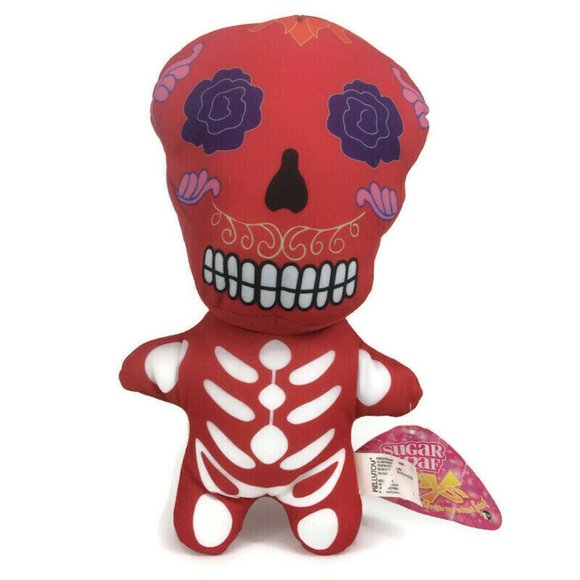 Kellytoy Sugar Loaf Day of the Dead Skeleton Plush Red Halloween Stuffed 12'' - Picture 7 of 12